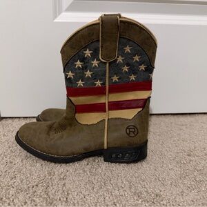 Roper Kids Patriotic Cowboy Boots Stars and Stripes Brown Size 13